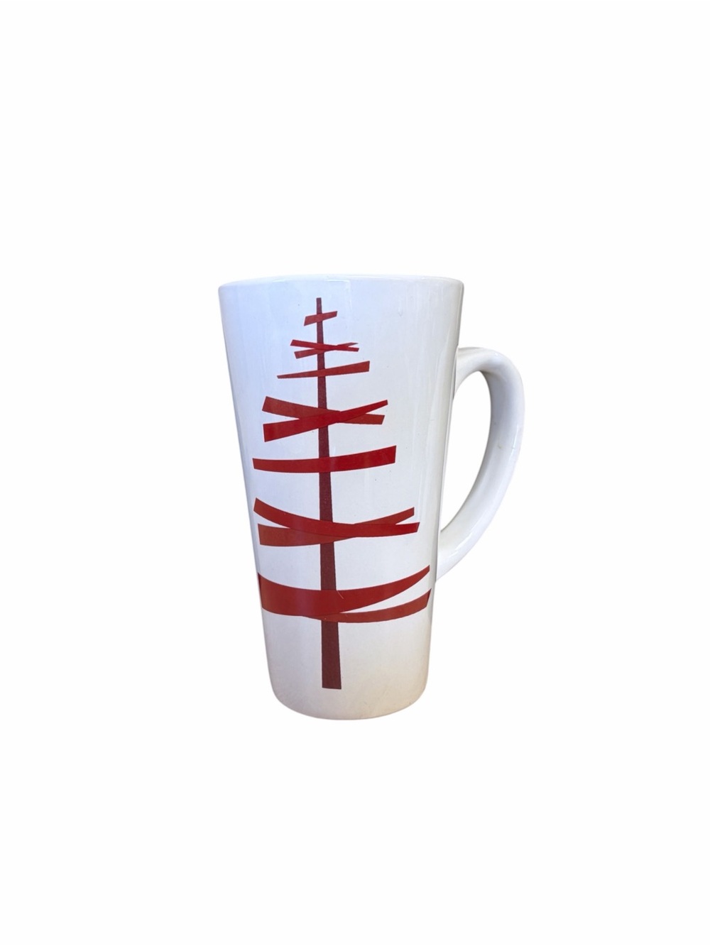 Starbucks 2012 Holiday Red‎ Ribbon Christmas Tree White Ceramic Latte Mug 16 oz